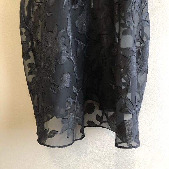 Vintage Linda Lingerie Floral Semi Sheer Babydoll Sexy Bra Cami Top Black - Picture 5 of 14